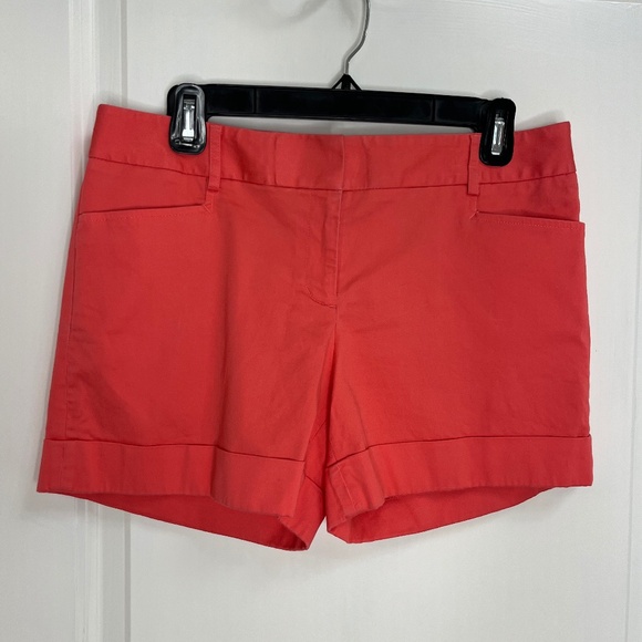 Express Editor Coral Red Cotton Blend Shorts Size 6 - Picture 1 of 7